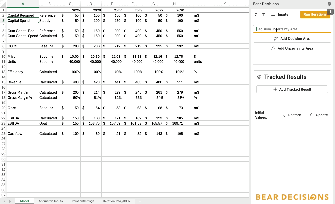Bear Decisions Define Inputs Interface