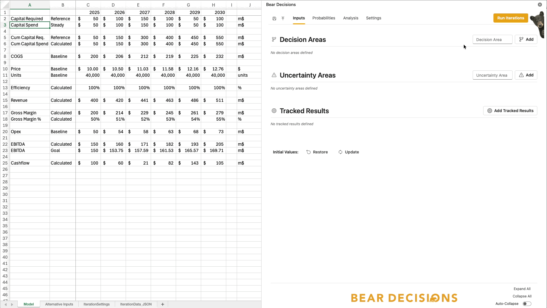 Bear Decisions Define Inputs Interface